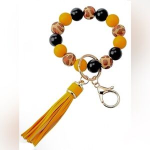 Mustard Yellow Silicon Beaded Tassel Keychain Bracelet 🤩2/$15